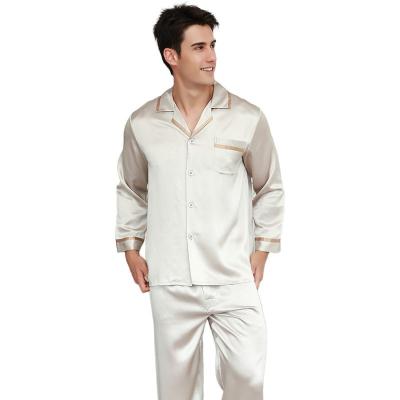 China Wholesale Breathable High Quality Silk Pajama Sets Men Home Use Custom Button Up Sleepwear Tops And Pants Sets Breathable Men Pajama Sets for sale