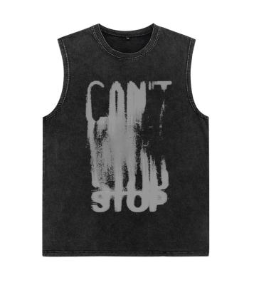 China Custom 100% Cotton Sleeveless Logo Digital Print Anti-Pilling Basic Mens T-Shirts Vintage Washed Casual Mens Tank Top for sale