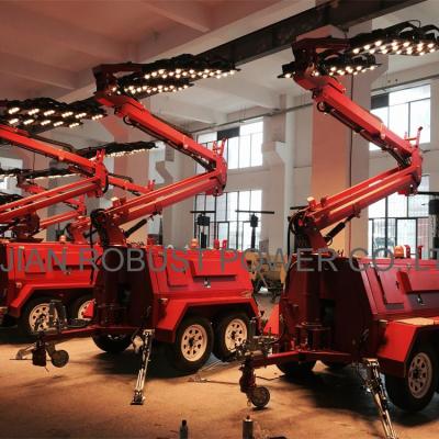 China Power Storage 10m Diesel Portable Generator Hydraulic Led Flood Lights Lighting Tower for sale