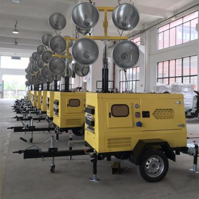 China Soundproof Diesel Generator 13KW Mobile Light Towers For Construction 2.0L/Hr (100 Liters/Tank) for sale