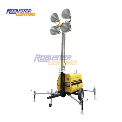 China Sports Stadiums 9M Manual Telescopic Mast 4000 Watt Lamp Vehicle Mounted Light Tower for sale