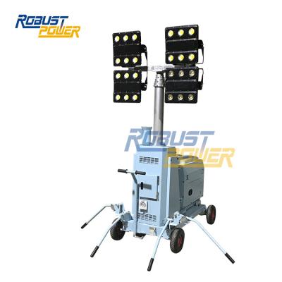 China Small compact portable telescopic LED light tower for rental construction road construction infrastructure civil railway emergency for sale