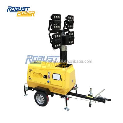 China 440000lm 4000W narrow horizontal mast light tower 2.0L/Hr (100 liters/tank) for sale