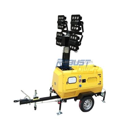 China Heavy Duty Hydraulic Mobile Generator Mining Field Light Tower Portable Lights 2.0L/Hr (100 Liters/Tank) for sale