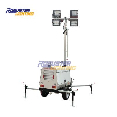 China Sports Stadiums Heavy Duty 4000W Power Industrial Lighting Tower With Diesel Generator for sale