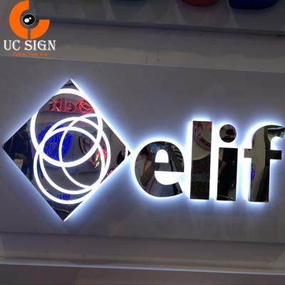 China Adertising Display Silver Mirror Stainless Steel Back Lighting 3d LED Channel Letter Logo Sign for sale