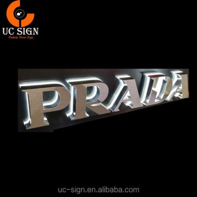 China Retail Store Manufacturer Custom Backlit Stainless Steel Black Paint Led Sign Shop Logo Light for sale