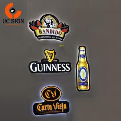 China Custom Fancy Shaped Ultra Thin Buildings Guinness Logo LED Bottle Signs Thin Acrylic Advertising Light Boxes for sale