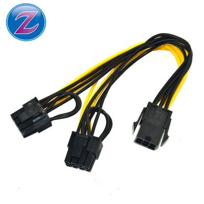 China Desktop PCI Express PCI-E 8 pin to dual pcie 8 (6+2) Dual Pin Graphic Video Card GPU Adapter Power Supply Splitter Cable 20cm for sale