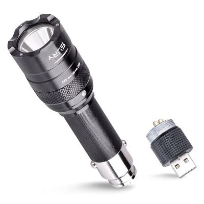 China Outdoor Camping Increasing Walking MCCC Rechargeable 250 Lumens LED Car Emergency Flashlight 12V Car Cigarette Lighter Charging Portable Car Charger Torch Light for sale