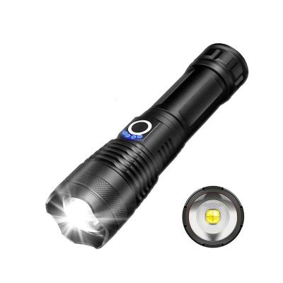 China Outdoor Camping Increasing 10000 Power Indicator XHP50.2 20W Tactical USB Xhp50 Rechargeable Instant Light Telescopic Waterproof P50 Zoomable Led Flashlight for sale