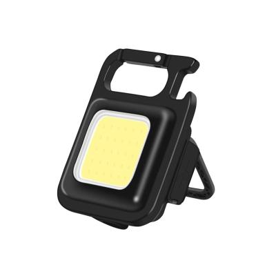 China Outdoor Mini Magnetic Folding Bracket Bottle Opener Rechargeable Aluminum COB Key Chain Led Flashlight for sale