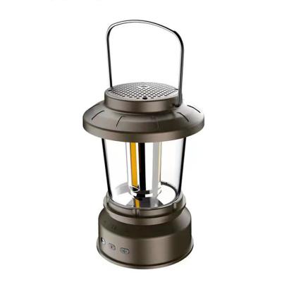 China Mobile Phone Emergency Vintage Charging Outdoor Camping Lantern with Built-in Speaker Dimmable USB Rechargeable Waterproof Bluetooth-compatible Outdoor Light for sale