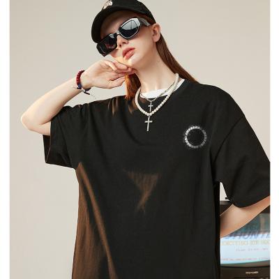 China Anti-wrinkle plus size letter printed short sleeve t-shirt men's fashion loose summer heavy T-shirt for sale