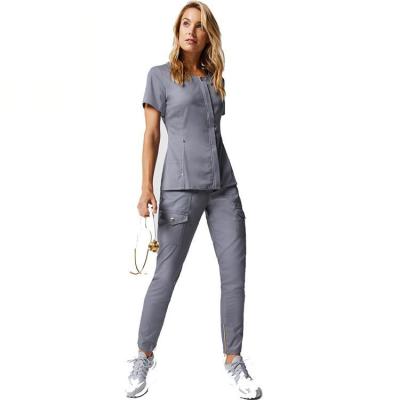 China New Place Design Women Medical Stretchy Soft Short Sleeve Hospital Medical Nurse Scrubs Customized for sale