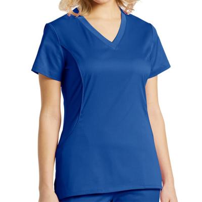 China Place Medical Women's V-Neck Stretch Side Solid Scrub Top /Workwear Comfortable Practical Professional Scrub Top Salon SPA Uniform for sale