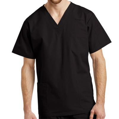 China Location OEM Medical Service Unisex V-Neck Solid Scrub Top Medical Scrubs Nursing Uniform for sale