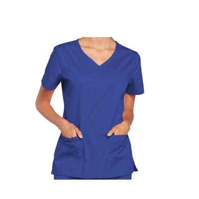 China Fashionable Wholesale Women's V-neck Solid Eco-friendly Scrub Senior Hospital Uniforms Nurse Work Wear Medical Scrubs for sale