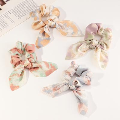 China New Custom Multi Color Hair Decoration Colorful Ribbon Bow Hair Dye Tiing Big Ponytail Bowknot Hair Accessories For Women Girl for sale