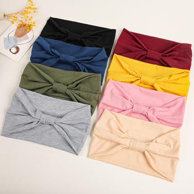 China Wholesale Non-slip Solid Color Outdoor Stretch Sports Yoga Headband Sweat Absorbent Bandana For Women Men Adults for sale