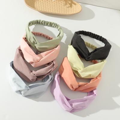 China Wholesale Custom Decoration Candy Hairband Satin Elastic Crossover Headband Hair Accessories For Women Decoration for sale