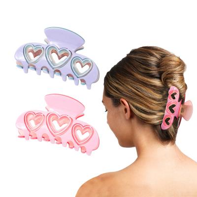 China Wholesale Decoration Fashion Hair Claw Clips Hollow Acetate Hair Clip Heart Hairpins Hair Accessories For Girl Sweet Gift for sale