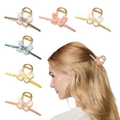 China Wholesale Fashion Design Hair Accessories Metal Drip Oil Butterfly Elegant Butterfly Hair Clips Decoration For Women Girls for sale