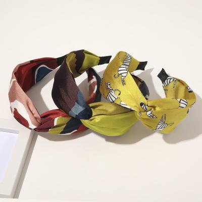 China Wholesale Custom Decoration Fashion Girls Headband Cloth Flower Headband Tied Stripe Hair Accessories Head Wrap For Women for sale