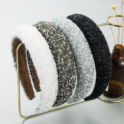 China Wholesale Custom Fashion Full Diamond Pearl Headbands Women Hairbands Diamond Colorful Bling Rhinestone Decoration Handmade Hairband for sale