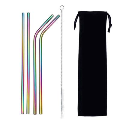 China For Drinking Juice Food Grade Metal Straws Stainless Steel Straw with Straws Bag and Cleaning Brush for sale