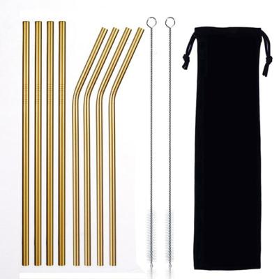 China For Drinking Juice Amazon Success Metal Straight Bent Straw Stainless Steel Wholesale Reusable Drinking Straws With Customized Logo Brush for sale