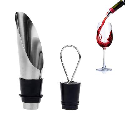 China Sustainable Stopper and Stainless Steel Wine Pourer Wine Bottle Pourer for sale