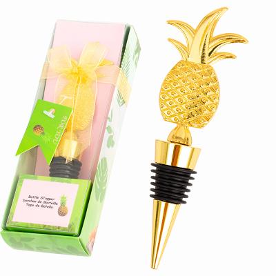 China Amazon Wine Bottle Stopper Gold Pineapple Wine Stopper Wedding Viable Hot Selling Zinc Alloy Favor for sale