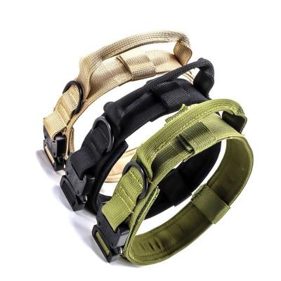 China Military Tactical Pet Collars Padded Nylon Pet Training Collar Luxury Dog Collar With Handle for sale