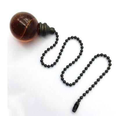 China Decorative Amber Glass Sphere Finial Metal Bead Ball Chain Ceiling Fan Pull Chains Ceiling Fan Pull Chain or Desk Lamp with Connector for sale