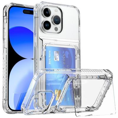 China 100% Test Clear Shockproof TPU PC Card Slot Back Cover for iPhone 15 14 13 Pro Max for sale