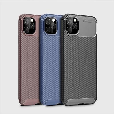 China Functie Bescherm mobiele telefoon TPU hoes Carbon Fiber geborsteld voor iPhone 11 Pro Max Te koop