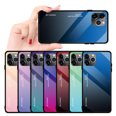 China 7 Colors Gradient Shockproof Tempered Glass Phone Case For IPhone 11 No Special Craft for sale