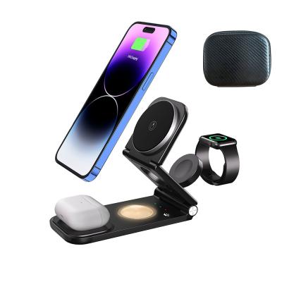 China Desktop 3 In 1 Wireless Charger Stand Magnetic Suction 15W Wireless Charger For Mobile Phone for sale