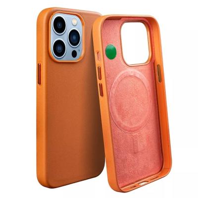 China Anti-Drop Weich Original Cover Magnetisches Wireless-Ladegerät Pu Leder Telefonkoffer Für Iphone 14 Pro Max zu verkaufen