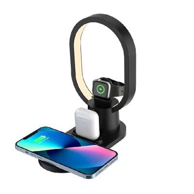 China Fast Charger 4 In 1 Multifunction 15W Wireless Charger With Table Lamp for Mobile Phone for sale