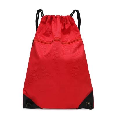 China Promotional Gifts Buyers To Advertise Football Pattern Thickened Vein Drawstring Backpack With Zipper Sides Pockets Customize Promotional Drawstring Bag Logo Printed for sale