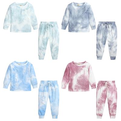 China Breathable Fashionable Tie Dye Clothes Sets Kids Girls Long Sleeve Clothing Children Pajamas Set for sale