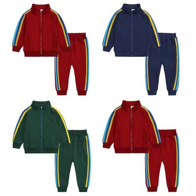 China Casual Long Sleeve Cotton Baby Boys Striped Clothes Kids Tracksuits Zipper Up Kids Tracksuit 2pcs for sale