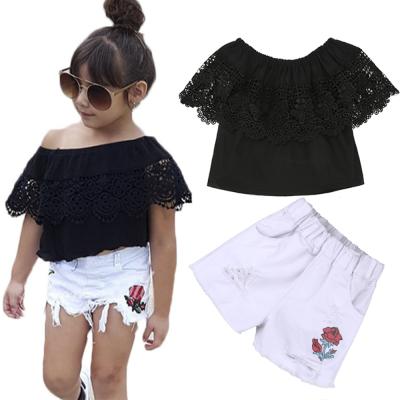 China Breathable 2 Piece Children Kids Wear Short Sleeve Toddler Girls Dress Sets Summer Baby Clothes Set for sale