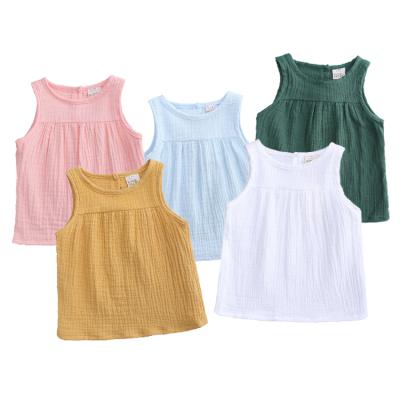 China Breathable Children's Tales 2022 New Style Girl's Warm Soft Cotton Clothing Sleeveless Simple T-shirts Girls Tops for sale