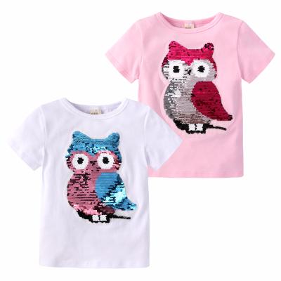 China Baby Breathable T-shirt Magic Reversible Sequin Around Neck Boys Girls Summer Shorts Sleeve Kids T-shirts for sale