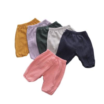 China Breathable Solid Color Canvas Trousers Kids Pants 1-3 Years Old Children Girls Cotton Short Pants for sale