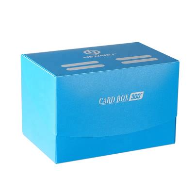 China Customized HENWEI Recyclable High Capacity PP Board Game Card 300+ Blue Plastic Deck Box for sale