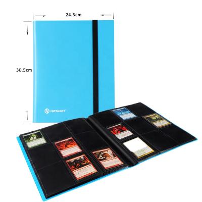 China Durable Colorful Plastic 9-Pocket PP Trading Card Binder With Elastic Tape Photo Playing Cards Album for sale